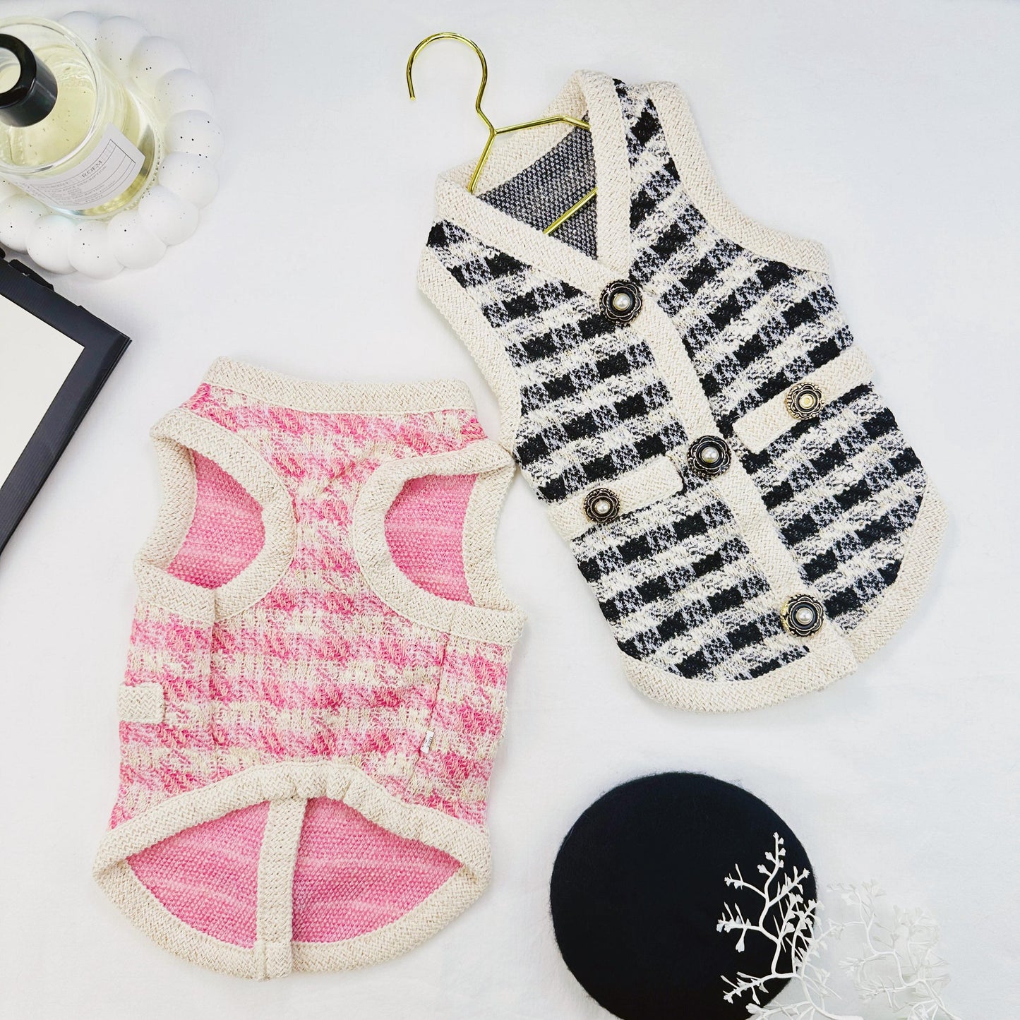 Chic Tweed Button Vest, S-XL, Pet Outer, Dog Cardigan, Small Dog Jacket, Small Dog Sweater, Dog Outfit, NKPUP - NKpup