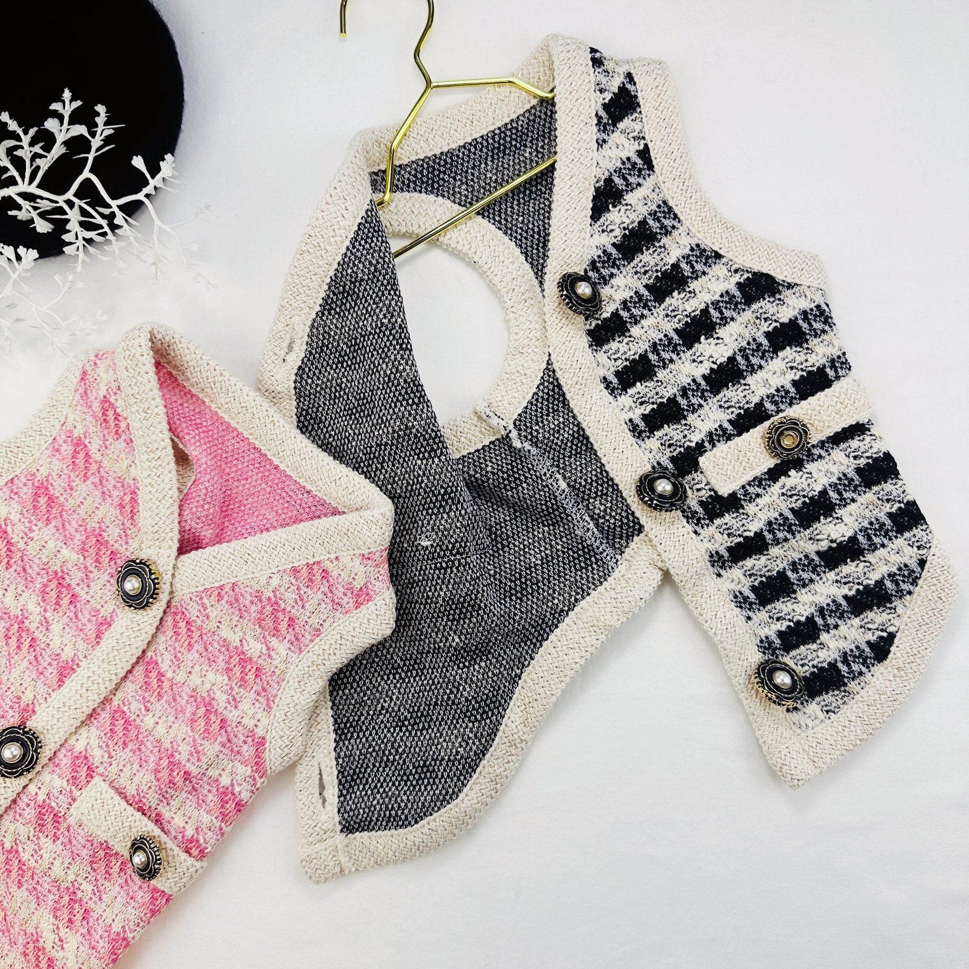 Chic Tweed Button Vest, S-XL, Pet Outer, Dog Cardigan, Small Dog Jacket, Small Dog Sweater, Dog Outfit, NKPUP - NKpup