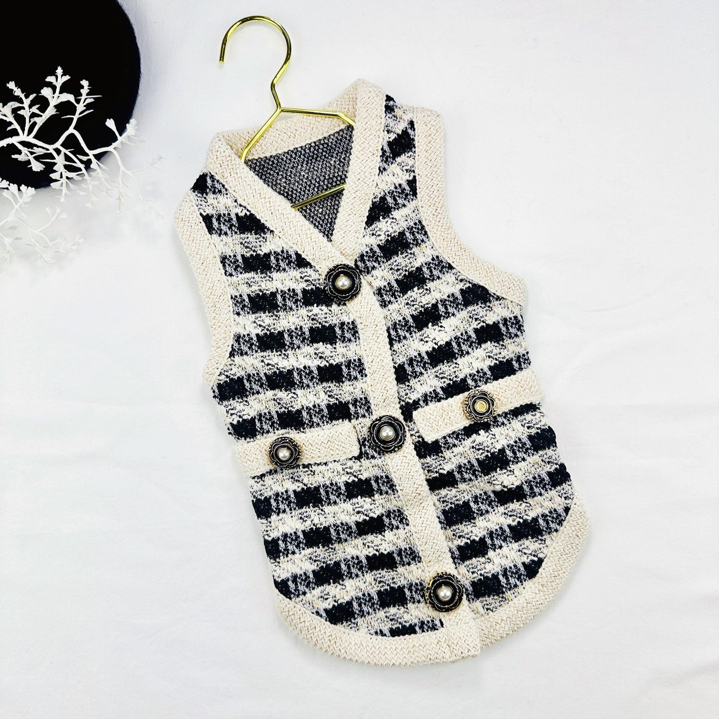 Chic Tweed Button Vest, S-XL, Pet Outer, Dog Cardigan, Small Dog Jacket, Small Dog Sweater, Dog Outfit, NKPUP - NKpup