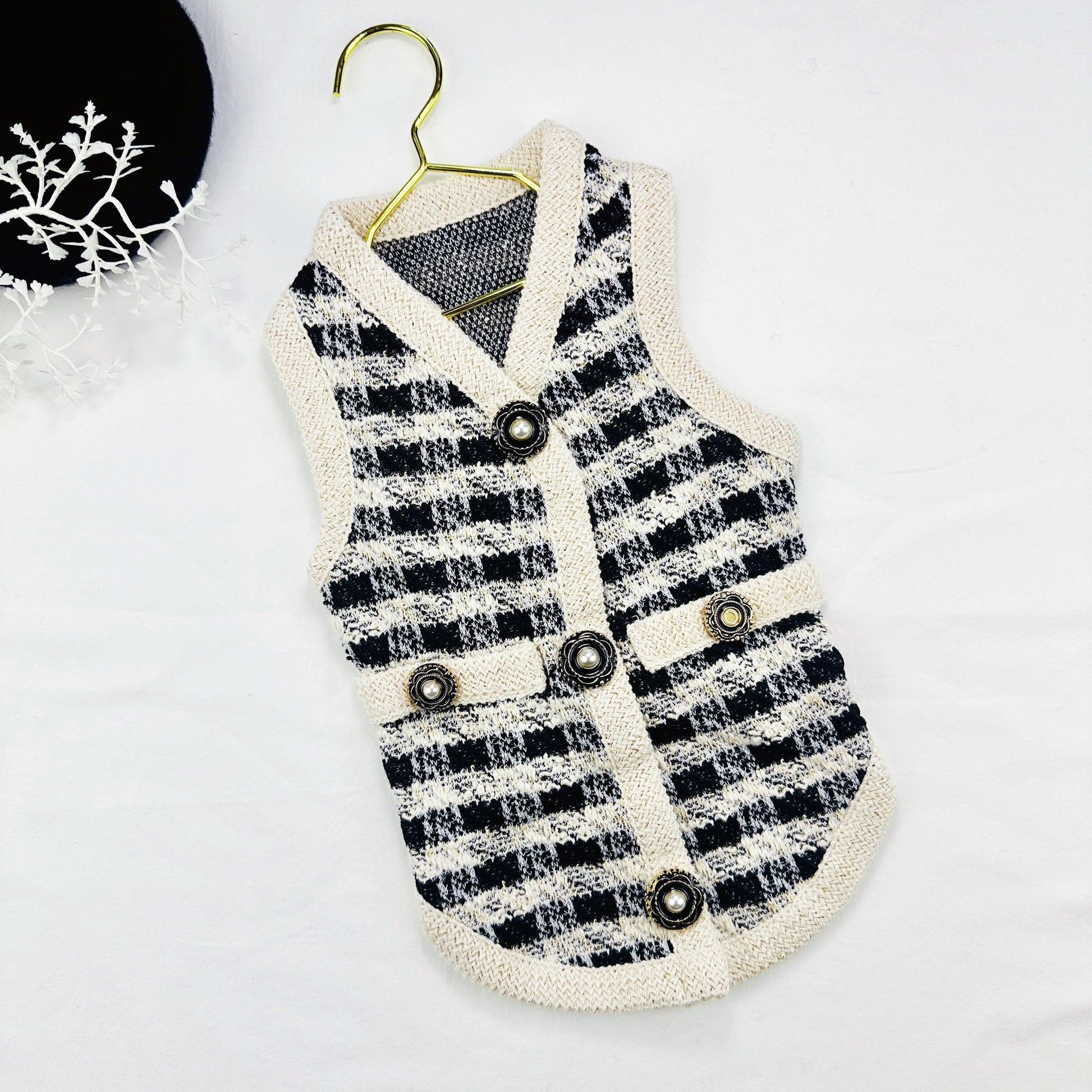 Chic Tweed Button Vest, S-XL, Pet Outer, Dog Cardigan, Small Dog Jacket, Small Dog Sweater, Dog Outfit, NKPUP - NKpup