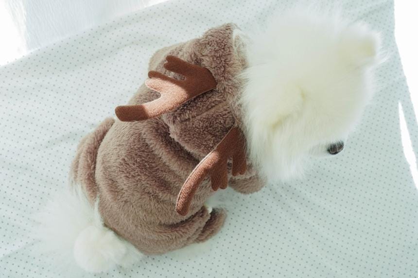 Reindeer Fleece Onesie, S-XL, Christmas Costume Dog, Dog T-shirt, Dog Top, Dog Clothing, Dog Fashion, Dog Appare - NKpup