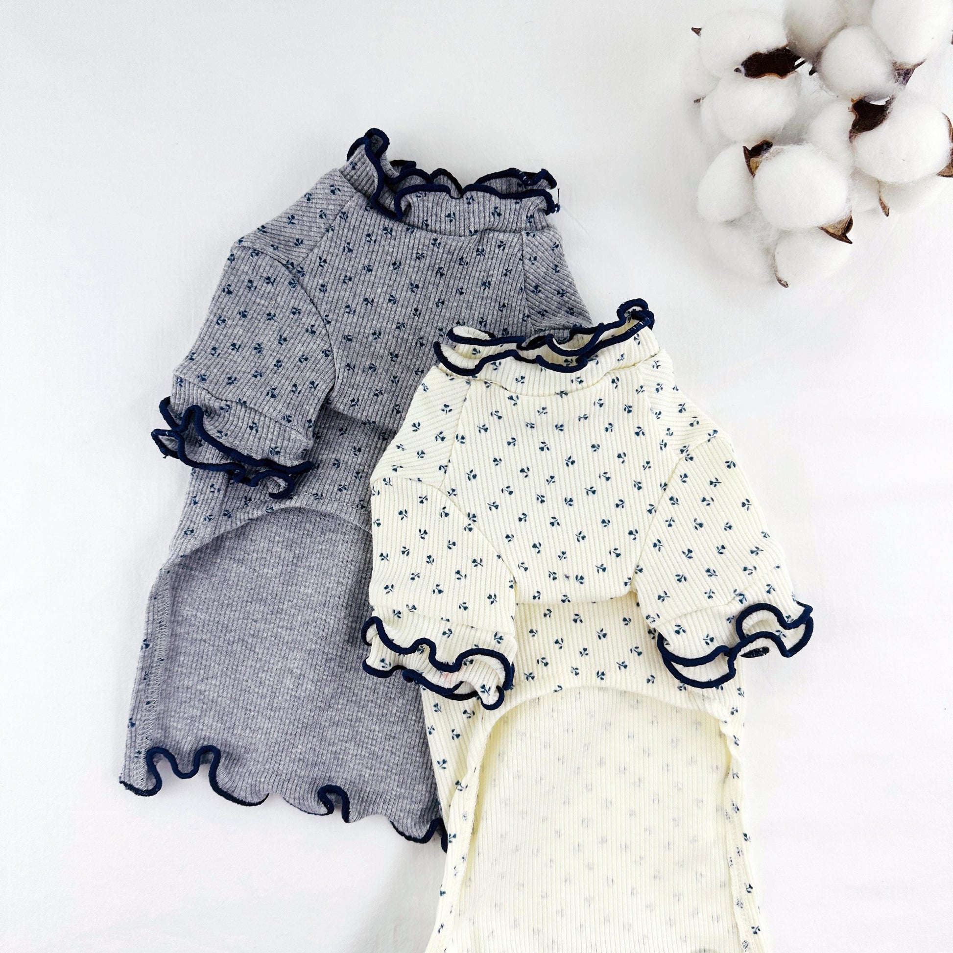 Ruffle Floral Ribbed Tee, S-XL, Pet Clothing, Dog-Tee, Dog T-shirts, Dog Top, Dog Clothing, Dog Fashion, Dog Apparel - NKpup