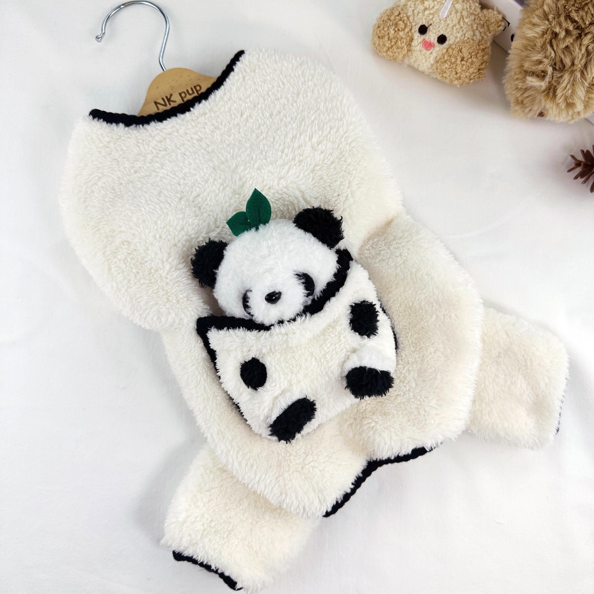 Panda Pocket Fleece Outfit Jacket&Overall, S-XL, Pajama Pet, Dog Jumpsuit, Small Dog Clothes, Dog Outfit, Dog Winter Top, Dog Gift - NKpup