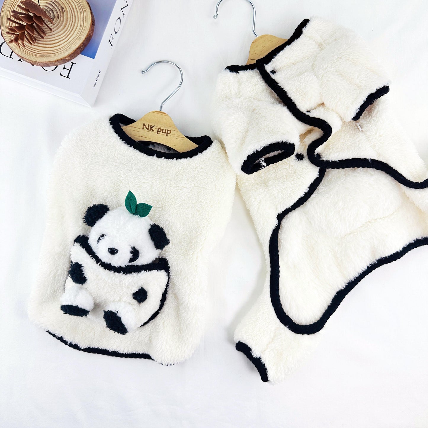 Panda Pocket Fleece Outfit Jacket&Overall, S-XL, Pajama Pet, Dog Jumpsuit, Small Dog Clothes, Dog Outfit, Dog Winter Top, Dog Gift - NKpup