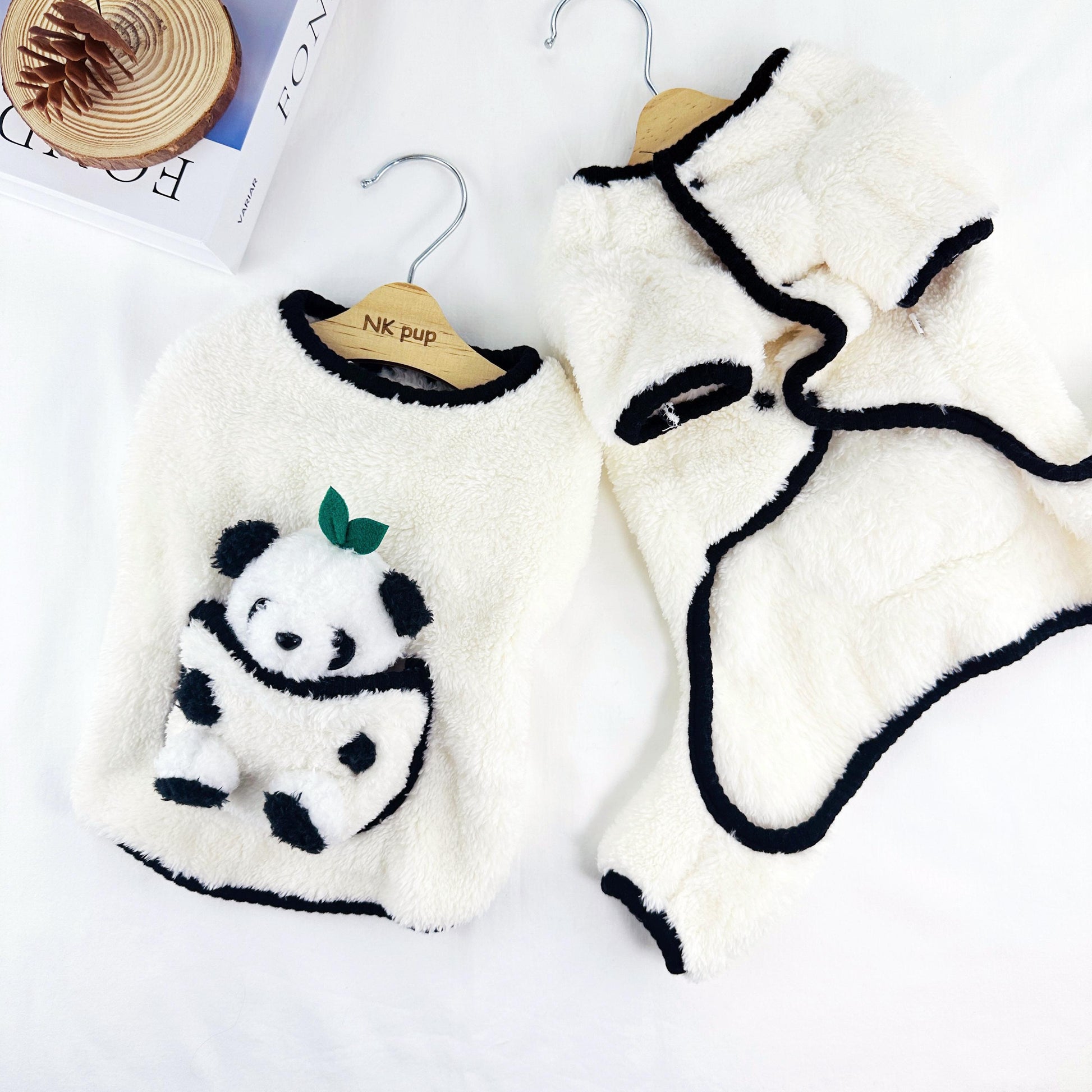 Panda Pocket Fleece Outfit Jacket&Overall, S-XL, Pajama Pet, Dog Jumpsuit, Small Dog Clothes, Dog Outfit, Dog Winter Top, Dog Gift - NKpup