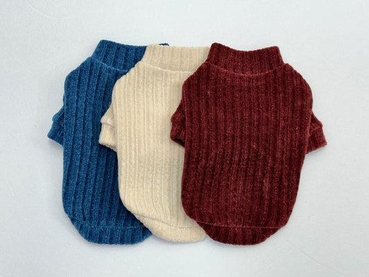Velvet Ribbed Knit Sweater, XS-2XL, Small Dog Clothes, Winter Dog Top, Dog Knit, NKPUP - NKpup