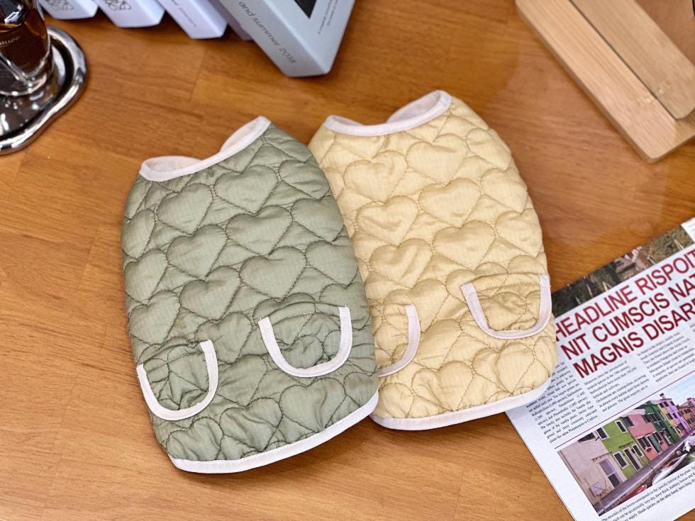 Reversible Heart Quilted Vest, S-2XL, Winter Jacket, Small Dog Clothes, Dog Jacket, Dog Winter Outfit - NKpup