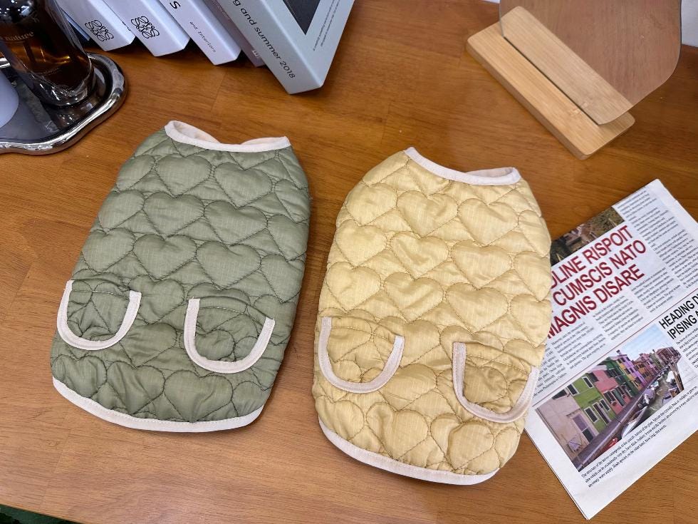 Reversible Heart Quilted Vest, S-2XL, Winter Jacket, Small Dog Clothes, Dog Jacket, Dog Winter Outfit - NKpup