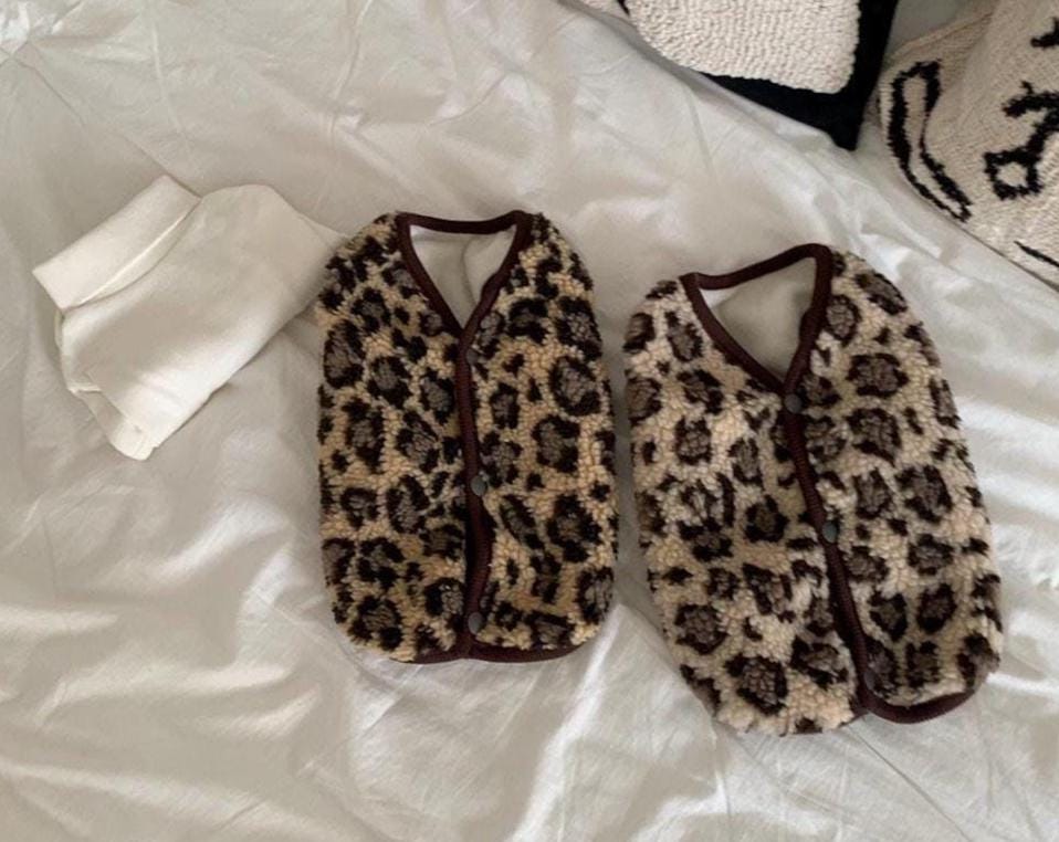 Leopard Fleece Vest, S-2XL, Small Dog Clothes, Dog Vest, Dog Outer, Small Dog Fashion, NKPUP - NKpup