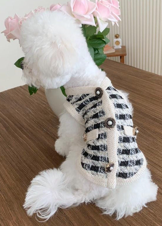 Chic Tweed Button Vest, S-XL, Pet Outer, Dog Cardigan, Small Dog Jacket, Small Dog Sweater, Dog Outfit, NKPUP - NKpup