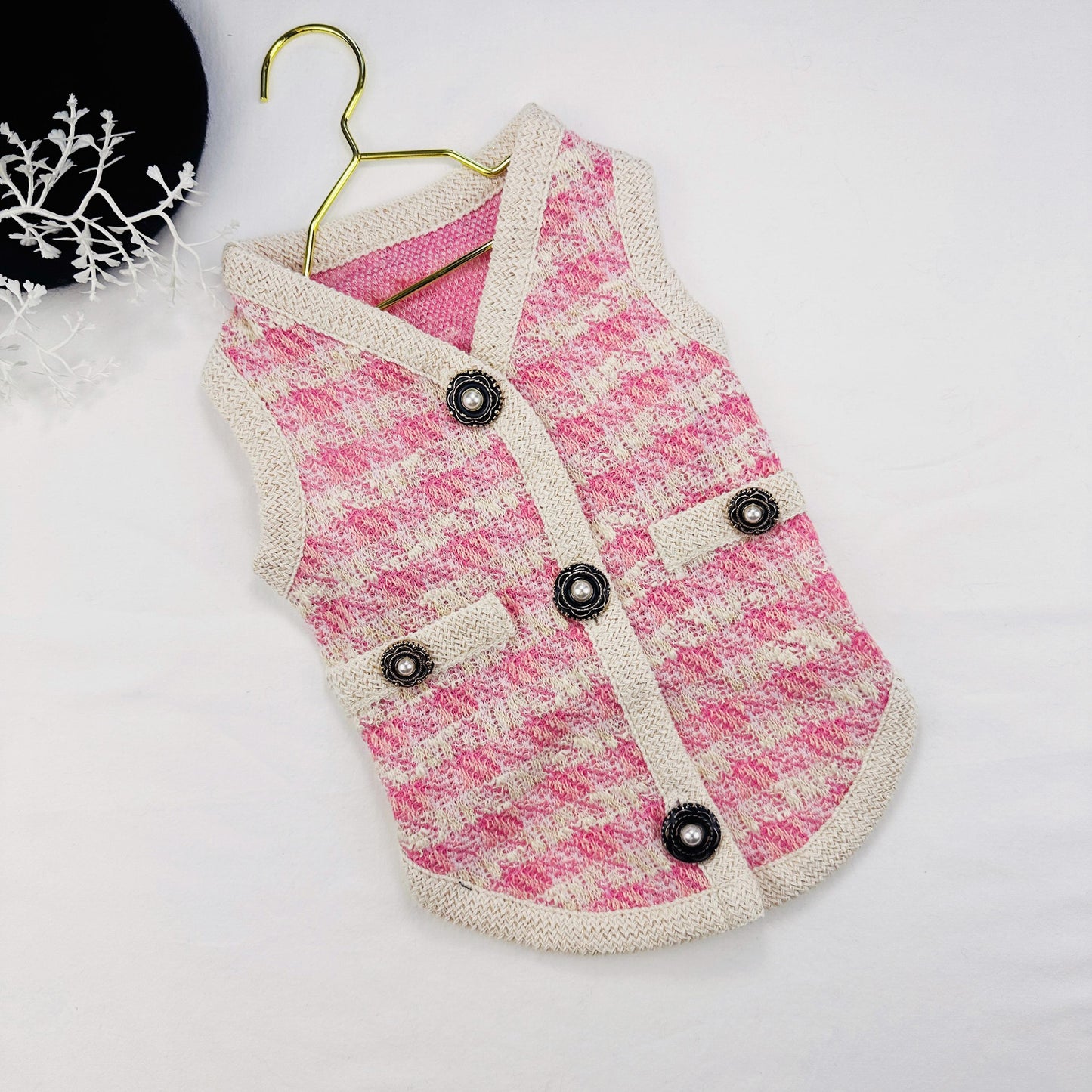 Chic Tweed Button Vest, S-XL, Pet Outer, Dog Cardigan, Small Dog Jacket, Small Dog Sweater, Dog Outfit, NKPUP - NKpup