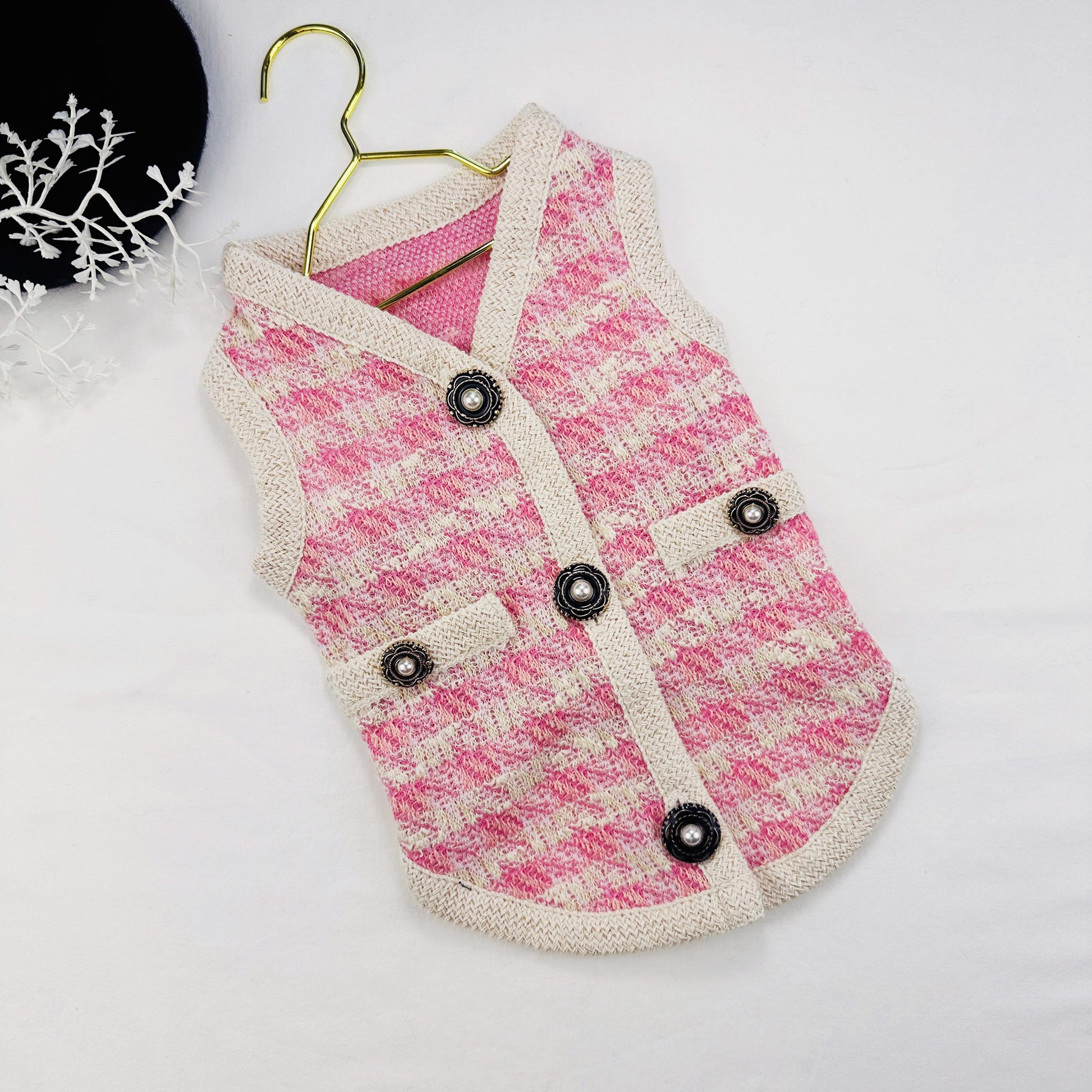 Chic Tweed Button Vest, S-XL, Pet Outer, Dog Cardigan, Small Dog Jacket, Small Dog Sweater, Dog Outfit, NKPUP - NKpup