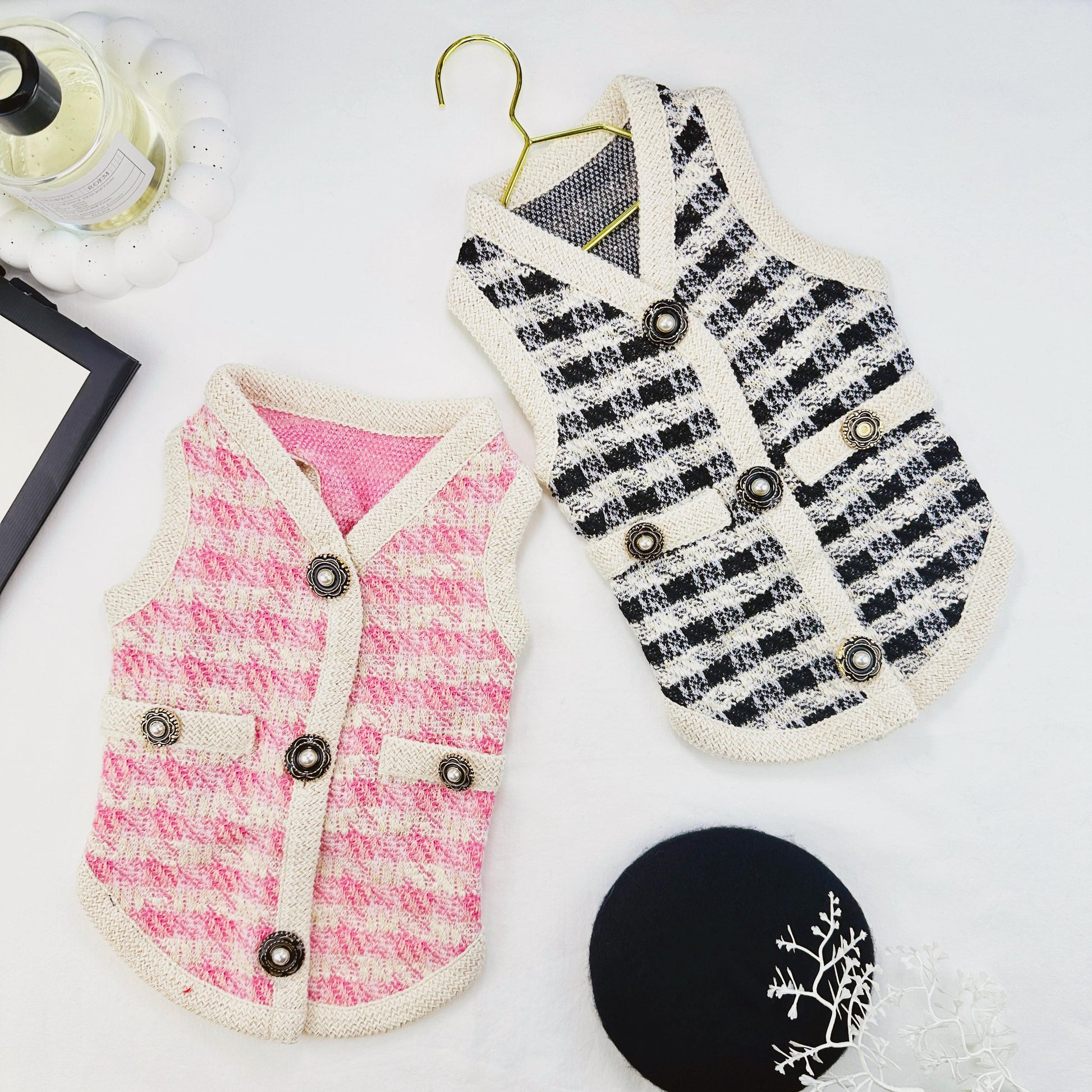 Chic Tweed Button Vest, S-XL, Pet Outer, Dog Cardigan, Small Dog Jacket, Small Dog Sweater, Dog Outfit, NKPUP - NKpup