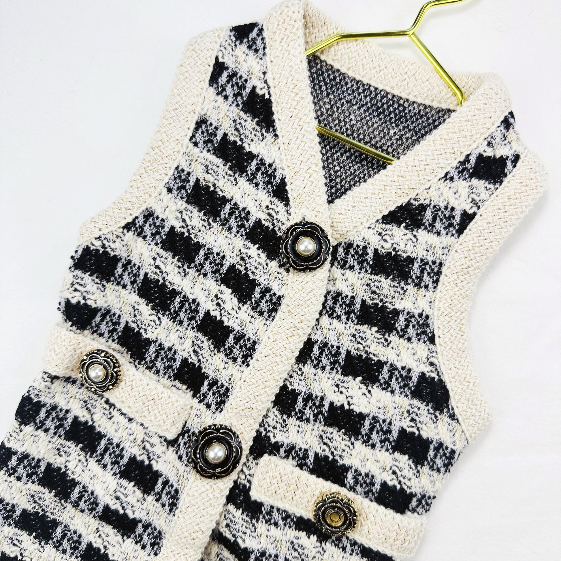 Chic Tweed Button Vest, S-XL, Pet Outer, Dog Cardigan, Small Dog Jacket, Small Dog Sweater, Dog Outfit, NKPUP - NKpup