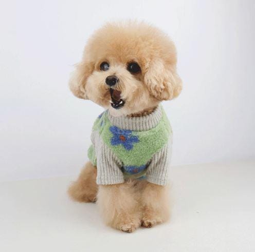 Fluffy Floral Knit Sweater, S-2XL, Small Dog Clothes, Cozy Dog Top, Dog Knit, NKPUP - NKpup