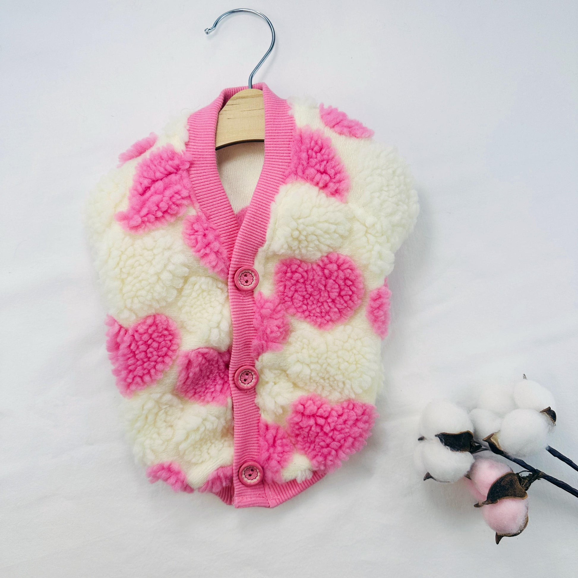 Fluffy Button Up Cardigan, S-XL, Pet Clothing, Dog-Vest, Dog Jacket, Dog Fashion, Dog Apparel, Pet Clothing - NKpup