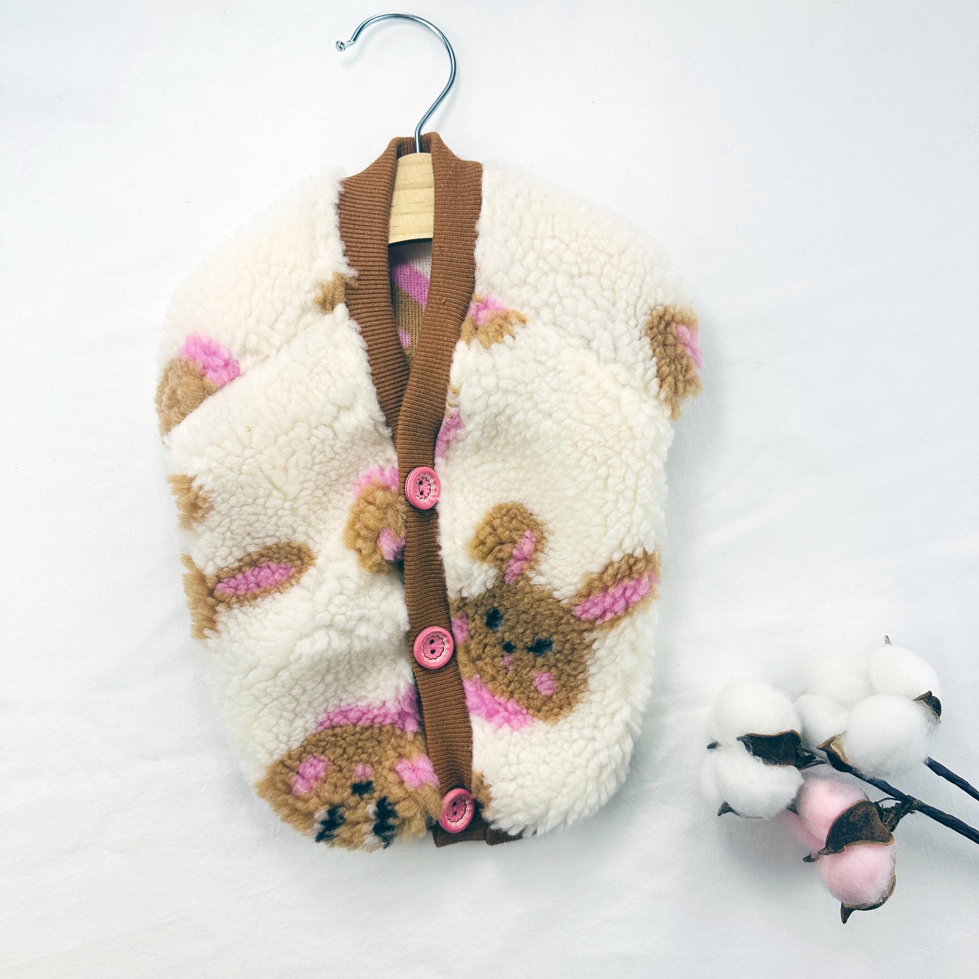 Fluffy Button Up Cardigan, S-XL, Pet Clothing, Dog-Vest, Dog Jacket, Dog Fashion, Dog Apparel, Pet Clothing - NKpup