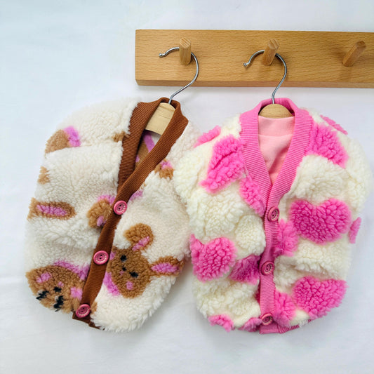 Fluffy Button Up Cardigan, S-XL, Pet Clothing, Dog-Vest, Dog Jacket, Dog Fashion, Dog Apparel, Pet Clothing - NKpup