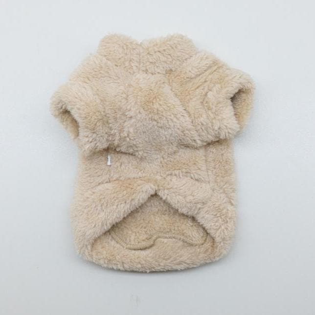 Cream-colored plush puppy fleece dog sweater
