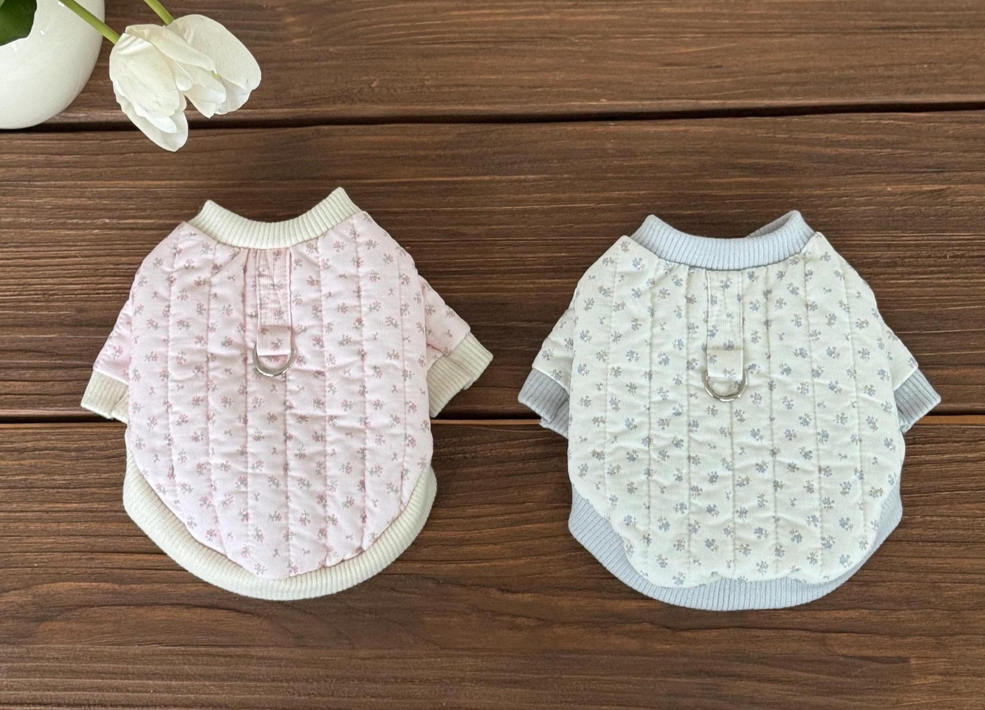 Floral Quilted Button Jacket, S-2XL, Small Dog Clothes, Soft Dog Fleece, Pet Outfit, Dog Knit, NKPUP - NKpup