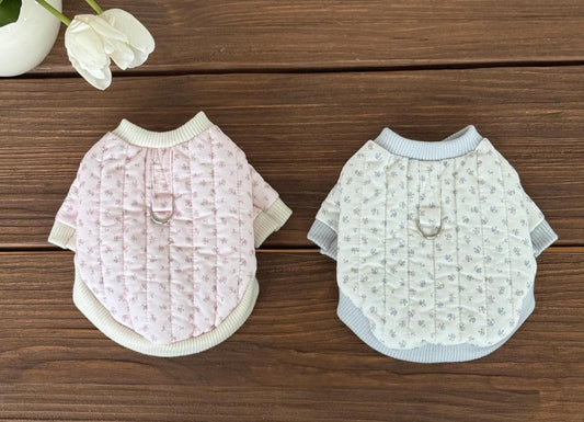 Floral Quilted Button Jacket, S-2XL, Small Dog Clothes, Soft Dog Fleece, Pet Outfit, Dog Knit, NKPUP - NKpup
