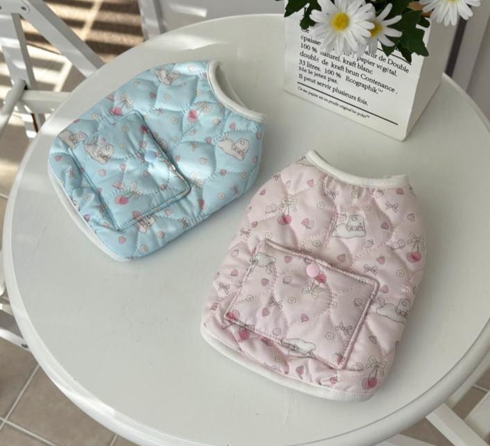 Bunny Pocket Padded Dog Vest in light blue and pink patterns by NKpup
