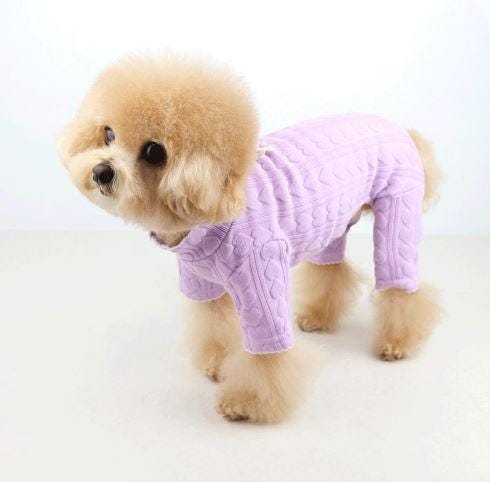 Heart Cable Knit Overall, S-XL, Dog Jumpsuit, Dog Romper, Dog Skirt, Dog Dress, Small Dog Clothes, Dog Pants, Dog Apparel - NKpup
