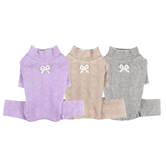 Heart Cable Knit Overall, S-XL, Dog Jumpsuit, Dog Romper, Dog Skirt, Dog Dress, Small Dog Clothes, Dog Pants, Dog Apparel - NKpup