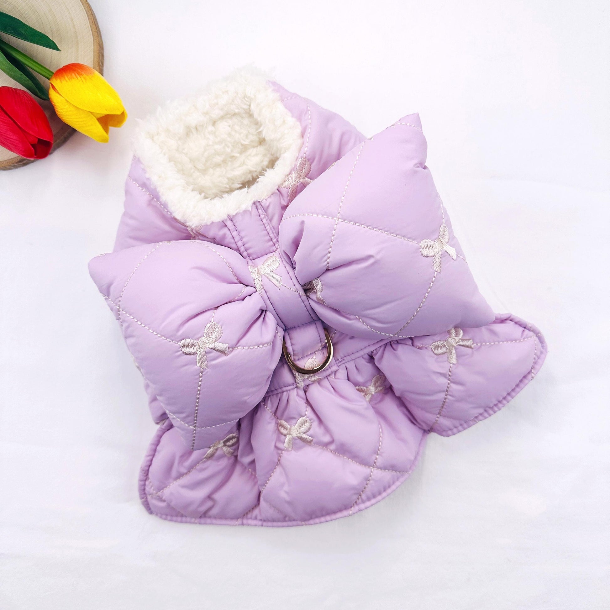 Bow Padded Harness Vest, S-XL, Small Dog Clothes, Soft Dog Fleece, Pet Outfit, Dog Knit, NKPUP - NKpup