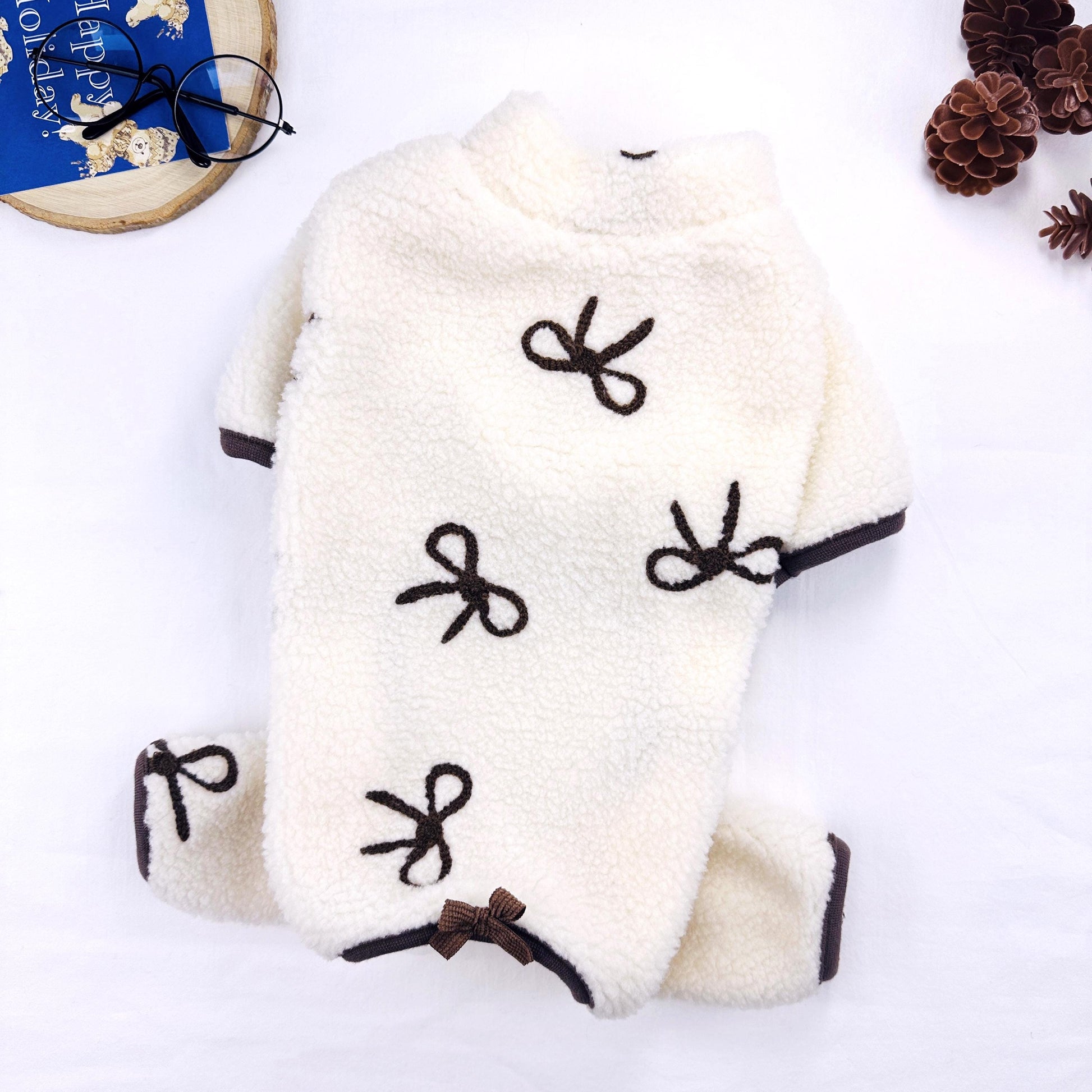 Bow Fleece Overall, S-2XL, Pet Pants, Dog Jumpsuit, Pet Clothing, Dog Coat, Dog Winter Top, Dog Fashion, Dog Apparel, Pet Clothing - NKpup
