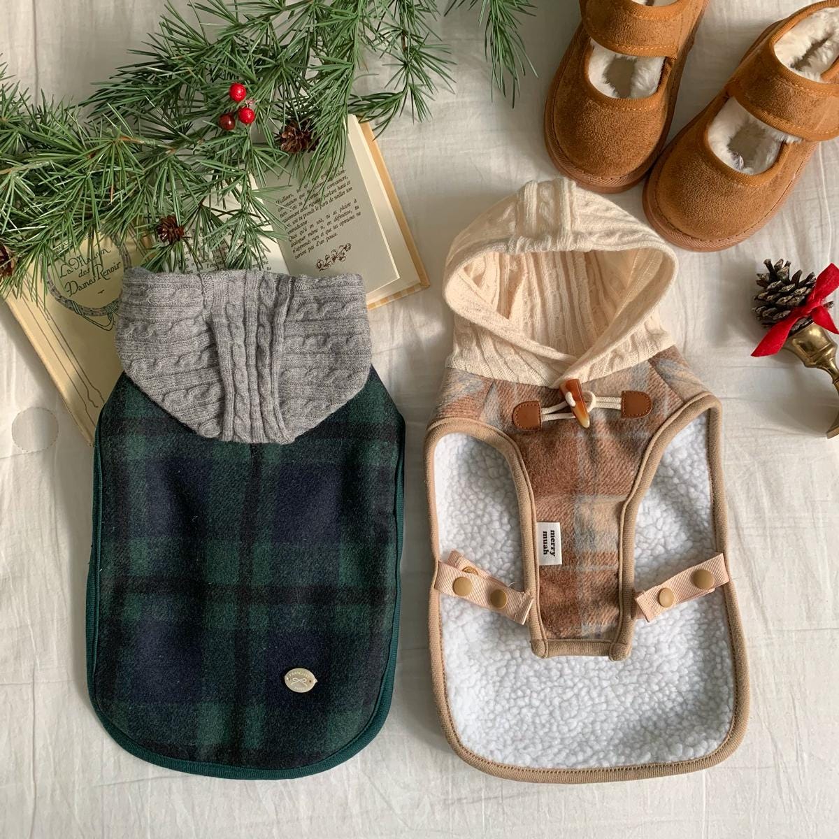 Hooded Plaid Fleece Vest, S-2XL, Winter Jacket, Pet Clothing, Dog Jacket, Dog Fashion, Dog Apparel, Pet Clothing - NKpup