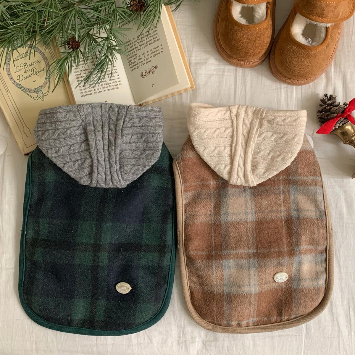 Hooded Plaid Fleece Vest, S-2XL, Winter Jacket, Pet Clothing, Dog Jacket, Dog Fashion, Dog Apparel, Pet Clothing - NKpup