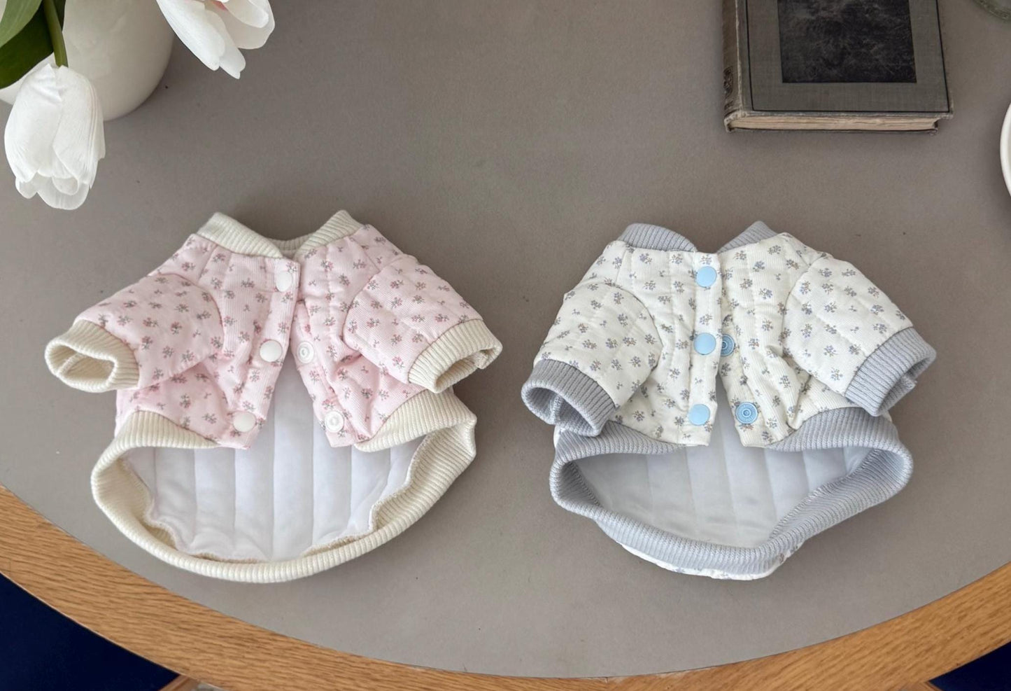 Floral Quilted Button Jacket, S-2XL, Small Dog Clothes, Soft Dog Fleece, Pet Outfit, Dog Knit, NKPUP - NKpup