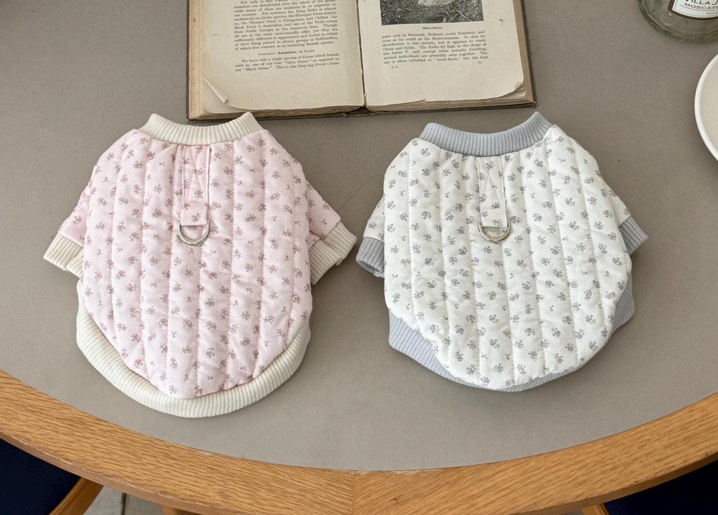 Floral Quilted Button Jacket, S-2XL, Small Dog Clothes, Soft Dog Fleece, Pet Outfit, Dog Knit, NKPUP - NKpup