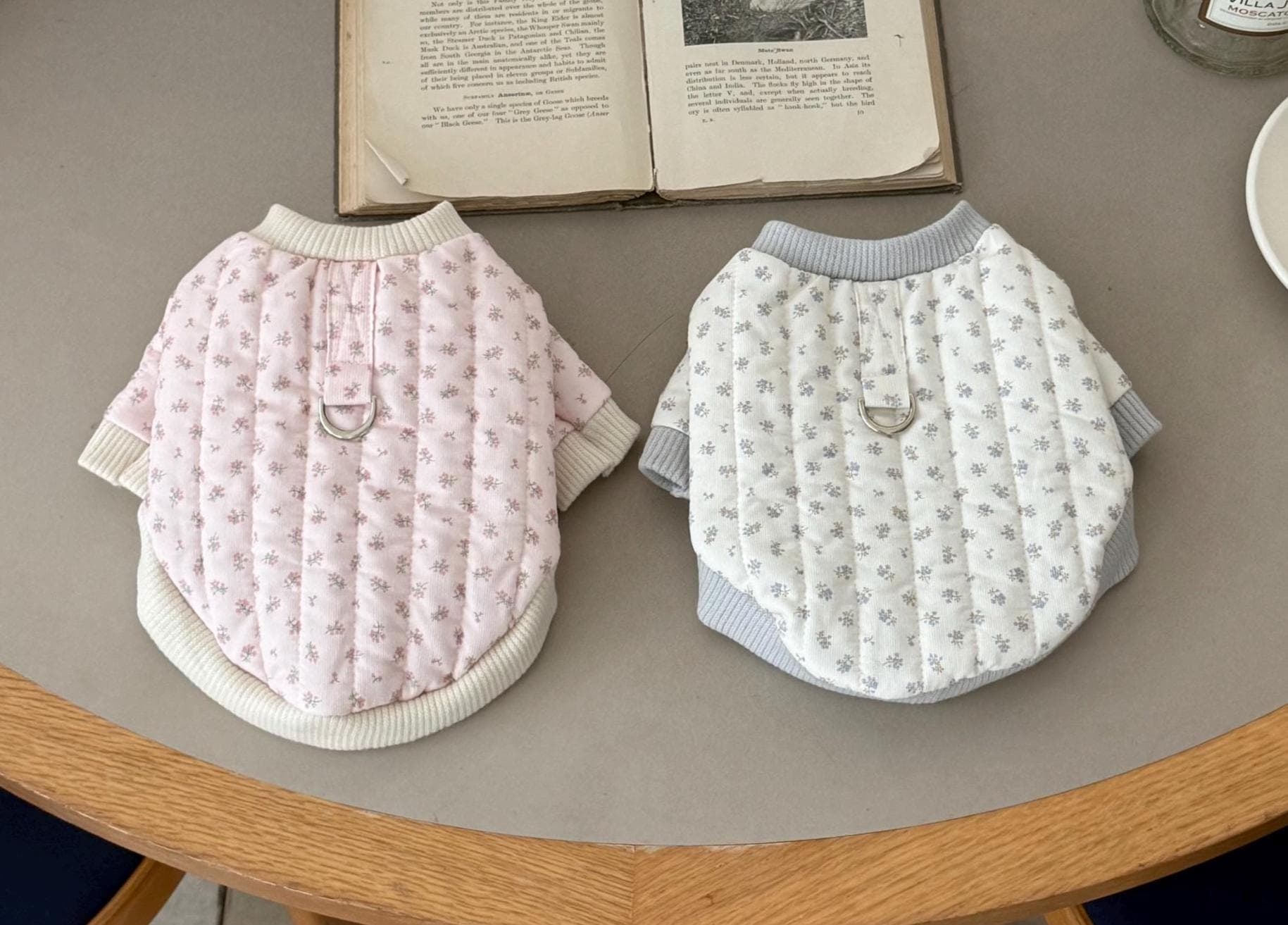 Floral Quilted Button Jacket, S-2XL, Small Dog Clothes, Soft Dog Fleece, Pet Outfit, Dog Knit, NKPUP - NKpup