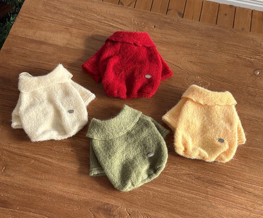 Fluffy Bow Top, S-2XL, Small Dog Clothes, Pet Sweater, Winter Dog Top, Dog Knit, NKPUP - NKpup