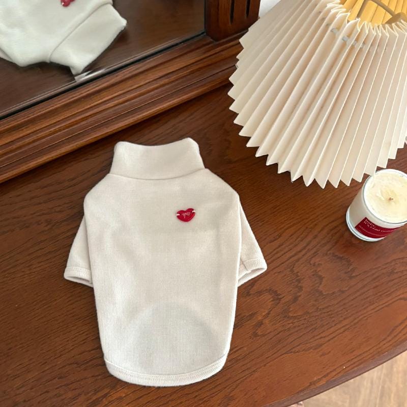 Heart Mock Neck Tee, S-2XL, Small Dog Clothes, Ultra Lightweight Dog Top, Dog Top, Dog Knit, NKPUP - NKpup