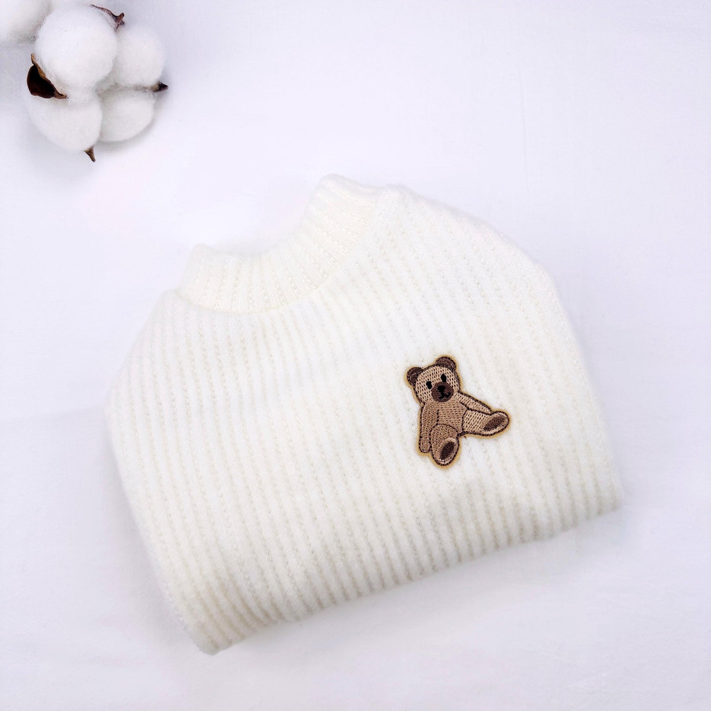 Teddy Patch Ribbed Knit Sweater, S-XL, Small Dog Clothes, Winter Dog Top, Dog Knit, NKPUP - NKpup