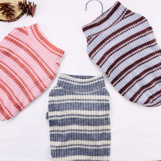 Soft Stripe Ribbed Knit, S-XL, Small Dog Clothes, Pet Sweater, Winter Dog Top, Dog Knit, NKPUP - NKpup
