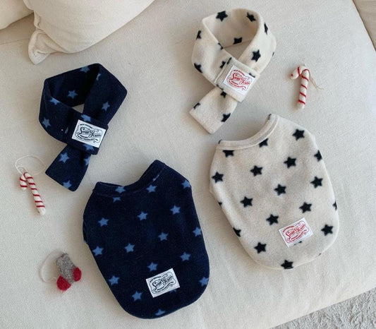 Star Fleece Top & Muffler Set, S-2XL, Pet Clothes, Dog Luxury Dress, Small Dog Dress, Dog Outfit, NKPUP - NKpup