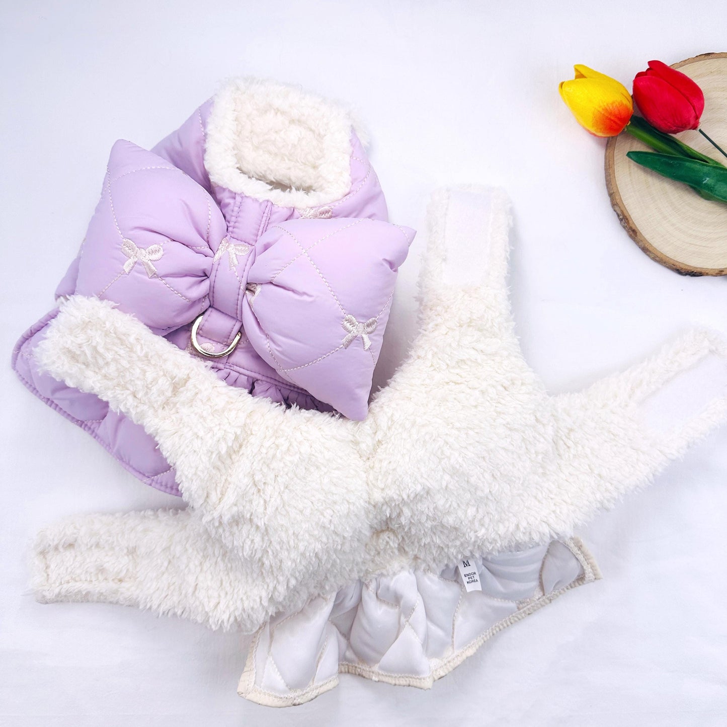 Bow Padded Harness Vest, S-XL, Small Dog Clothes, Soft Dog Fleece, Pet Outfit, Dog Knit, NKPUP - NKpup