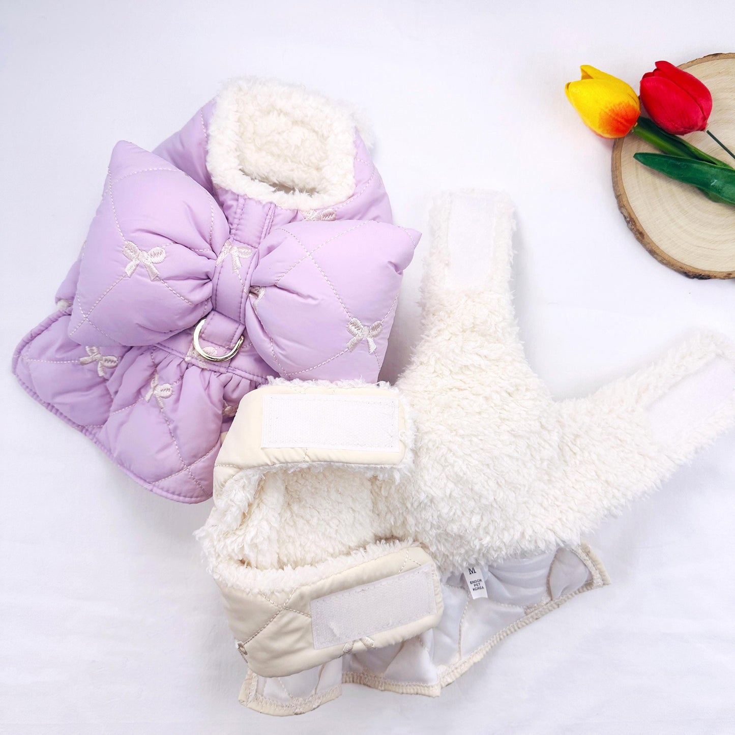 Bow Padded Harness Vest, S-XL, Small Dog Clothes, Soft Dog Fleece, Pet Outfit, Dog Knit, NKPUP - NKpup