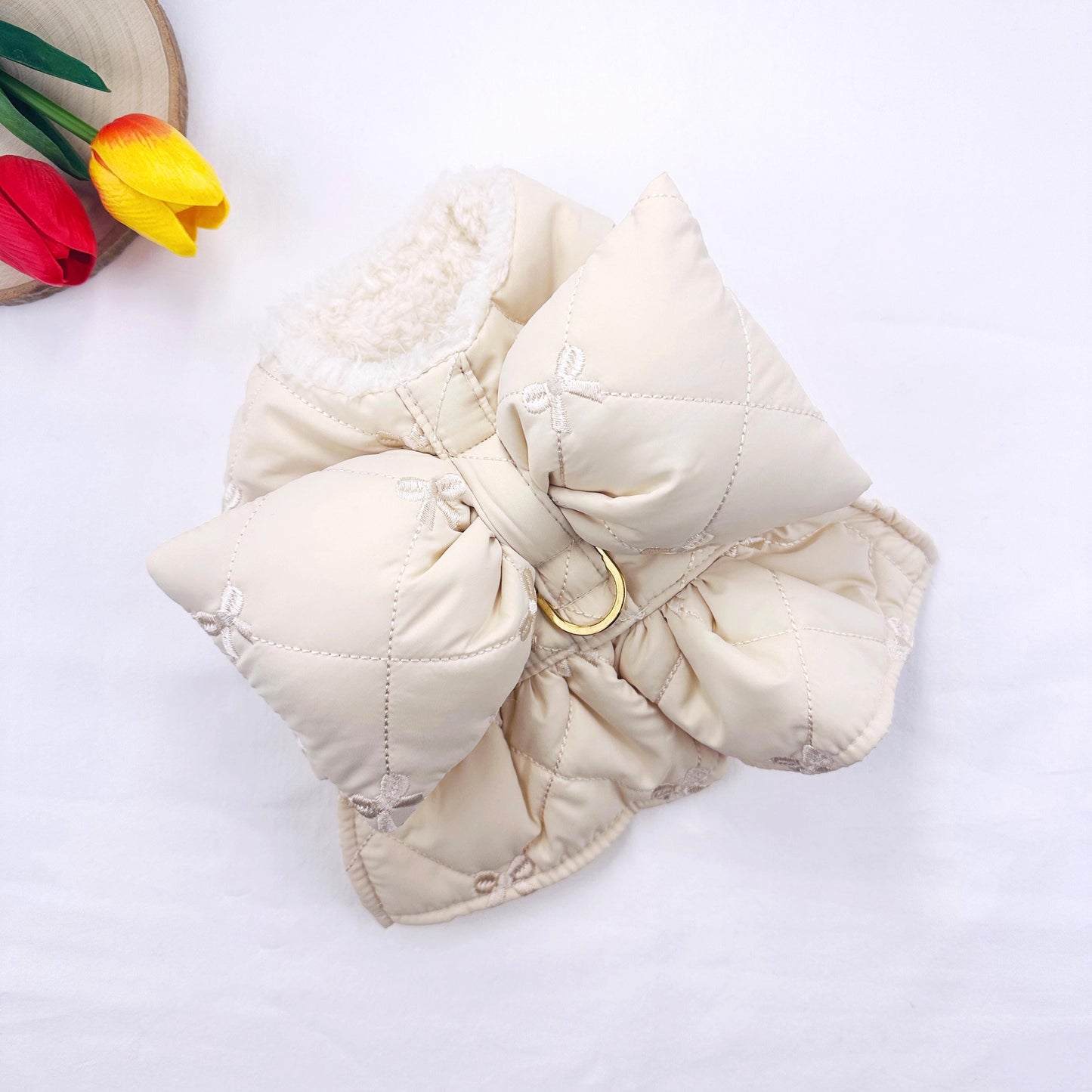 Bow Padded Harness Vest, S-XL, Small Dog Clothes, Soft Dog Fleece, Pet Outfit, Dog Knit, NKPUP - NKpup