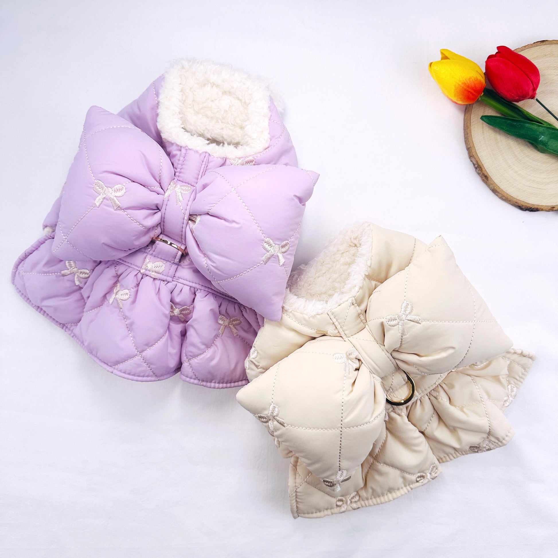 Bow Padded Harness Vest, S-XL, Small Dog Clothes, Soft Dog Fleece, Pet Outfit, Dog Knit, NKPUP - NKpup