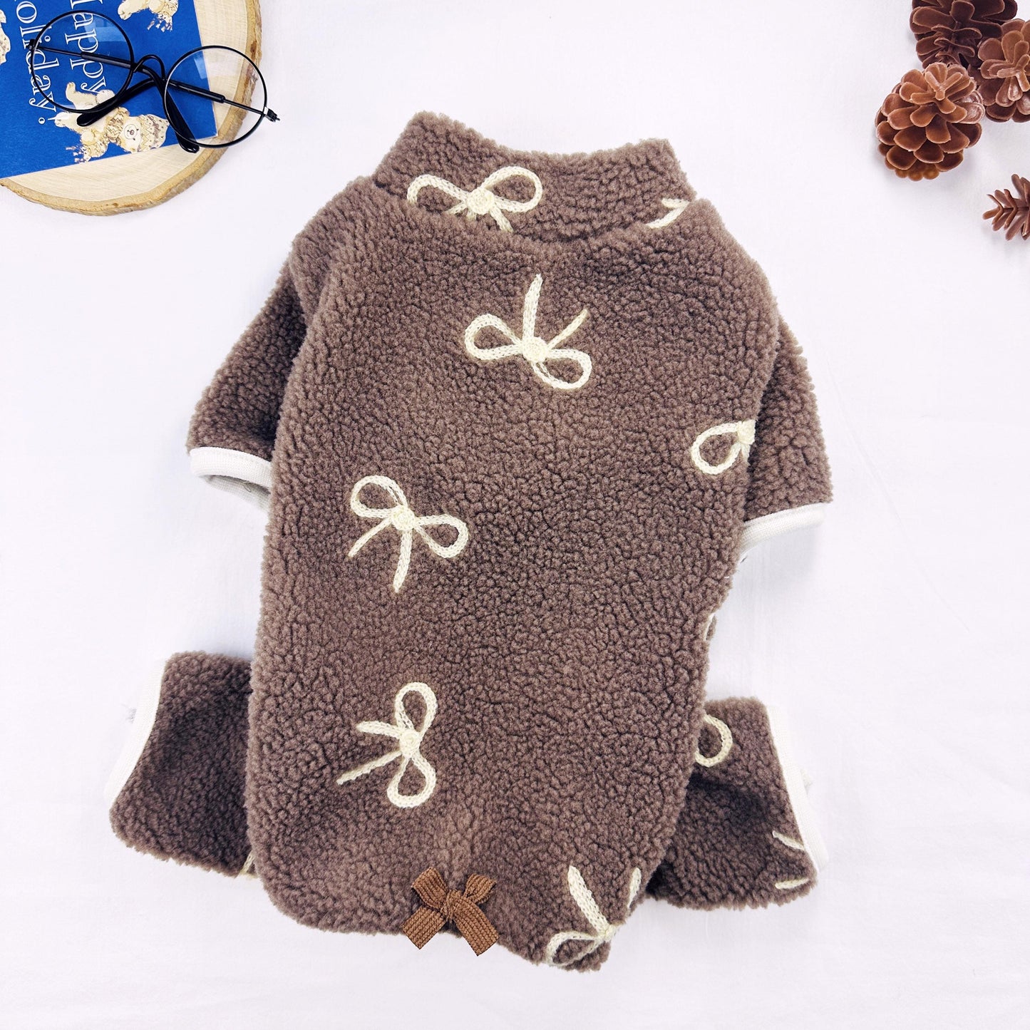 Bow Fleece Overall, S-2XL, Pet Pants, Dog Jumpsuit, Pet Clothing, Dog Coat, Dog Winter Top, Dog Fashion, Dog Apparel, Pet Clothing - NKpup