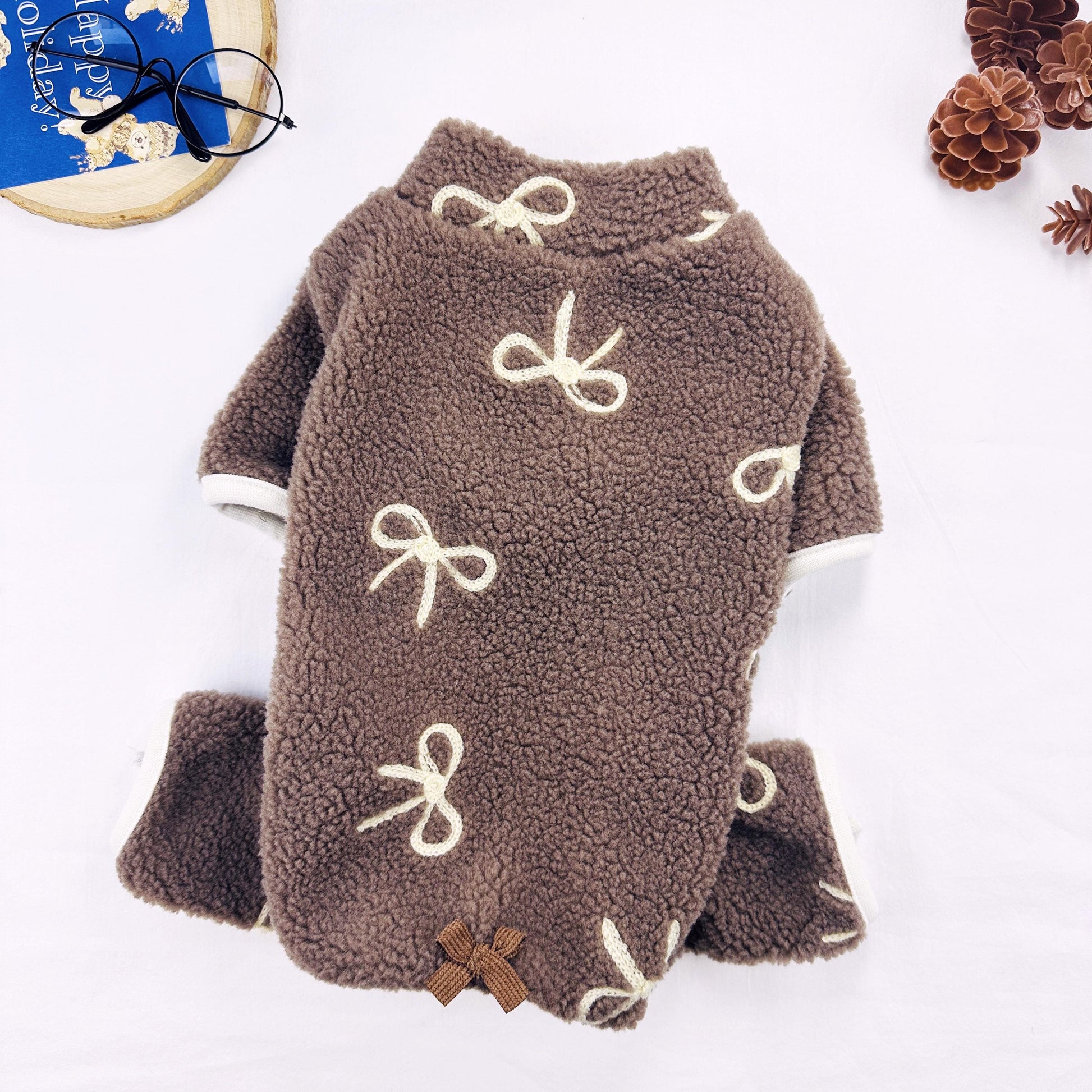 Bow Fleece Overall, S-2XL, Pet Pants, Dog Jumpsuit, Pet Clothing, Dog Coat, Dog Winter Top, Dog Fashion, Dog Apparel, Pet Clothing - NKpup