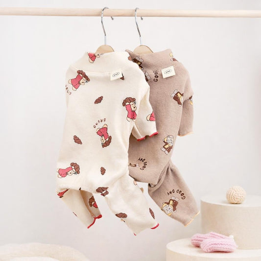 Cozy Bear Print Overall, S-XL, Pet Pants, Dog Jumpsuit, Dog Winter Outfit, Dog Fashion - NKpup