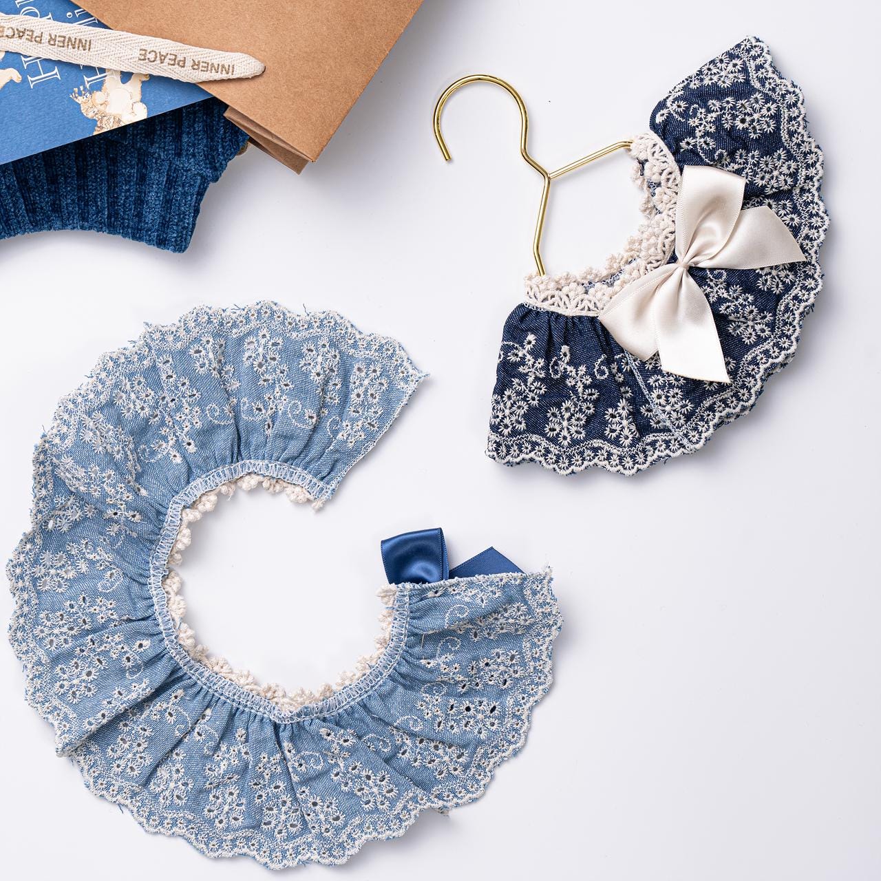 Denim Lace Bow Cape, S-L, Pet Bandana, Dog Neck Accessory, Pet Clothing, Pet Aceessory, Dog Fashion, Dog Apparel, Pet Clothing - NKpup
