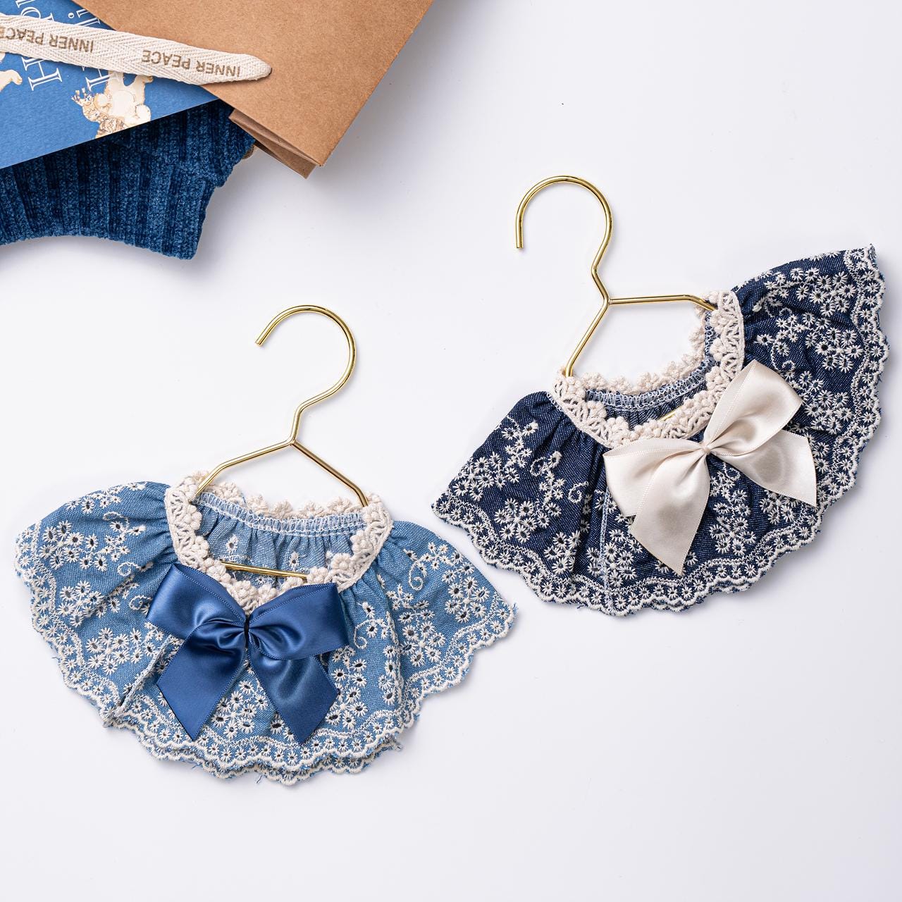 Denim Lace Bow Cape, S-L, Pet Bandana, Dog Neck Accessory, Pet Clothing, Pet Aceessory, Dog Fashion, Dog Apparel, Pet Clothing - NKpup