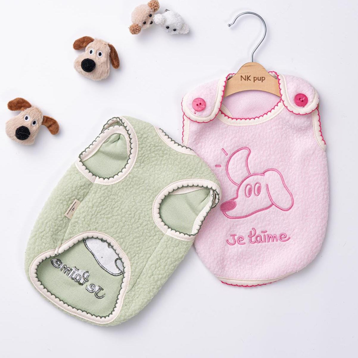 Je T’aime Puppy Fleece Top, S-2XL, Small Dog Clothes, Winter Dog Outfit, Christmas Dog Top, NKPUP - NKpup